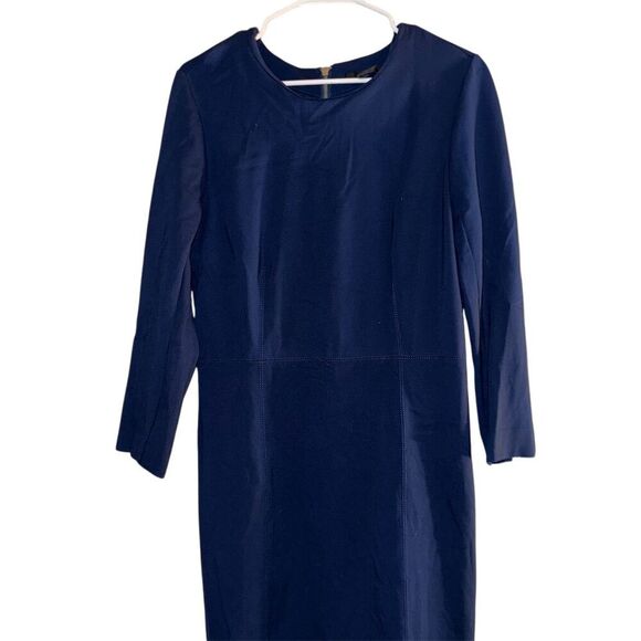 J. Crew Women's Size 12 Blue Shift Dress Long Sleeve Short Length - Picture 1 of 7